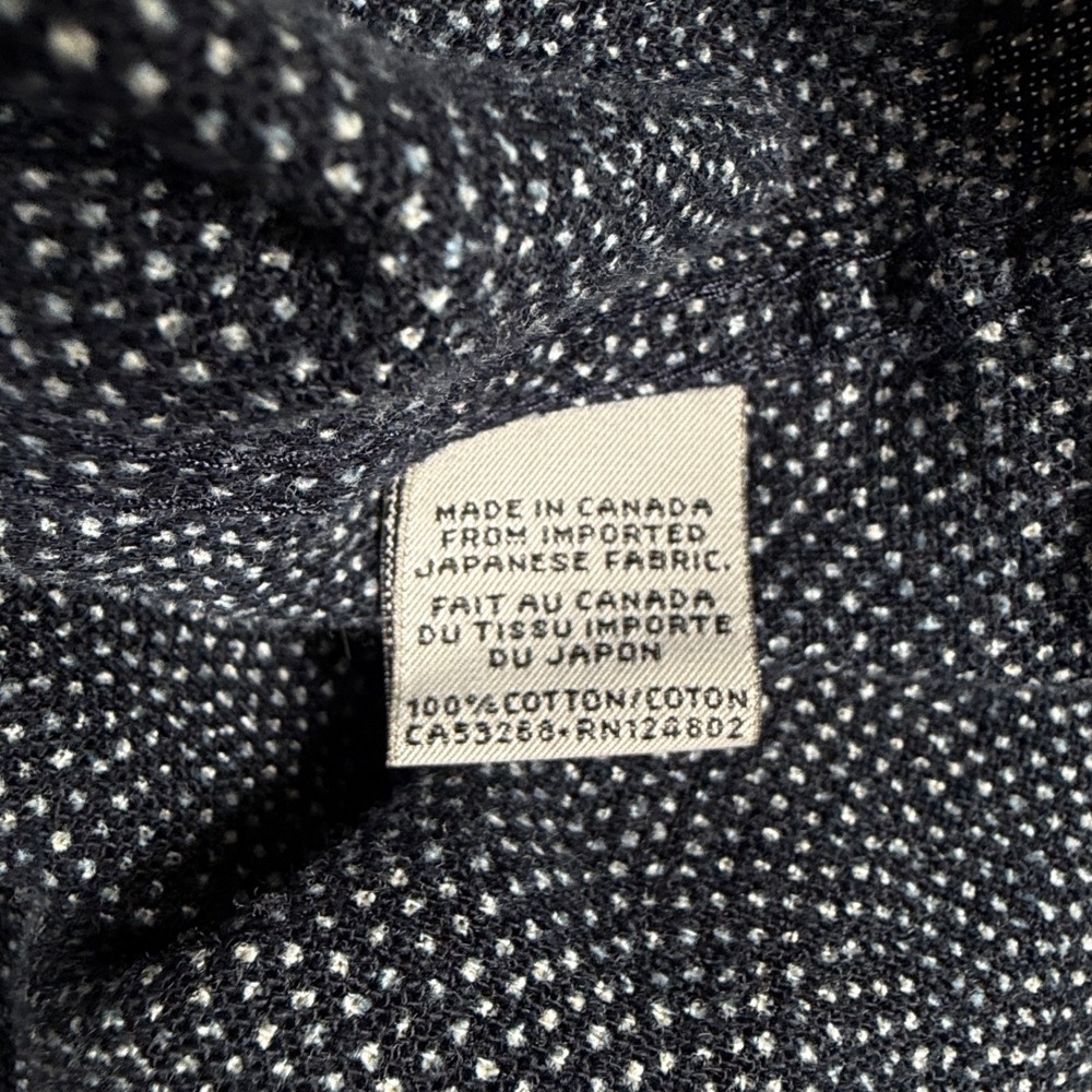 Naked & Famous Shirt Mens Large Black White Dots Woven Japanese Cotton Button Up - Picture 6 of 12